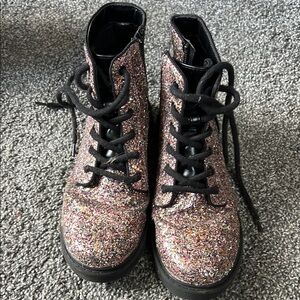 Multicolor Glitter Lace-Up Boots